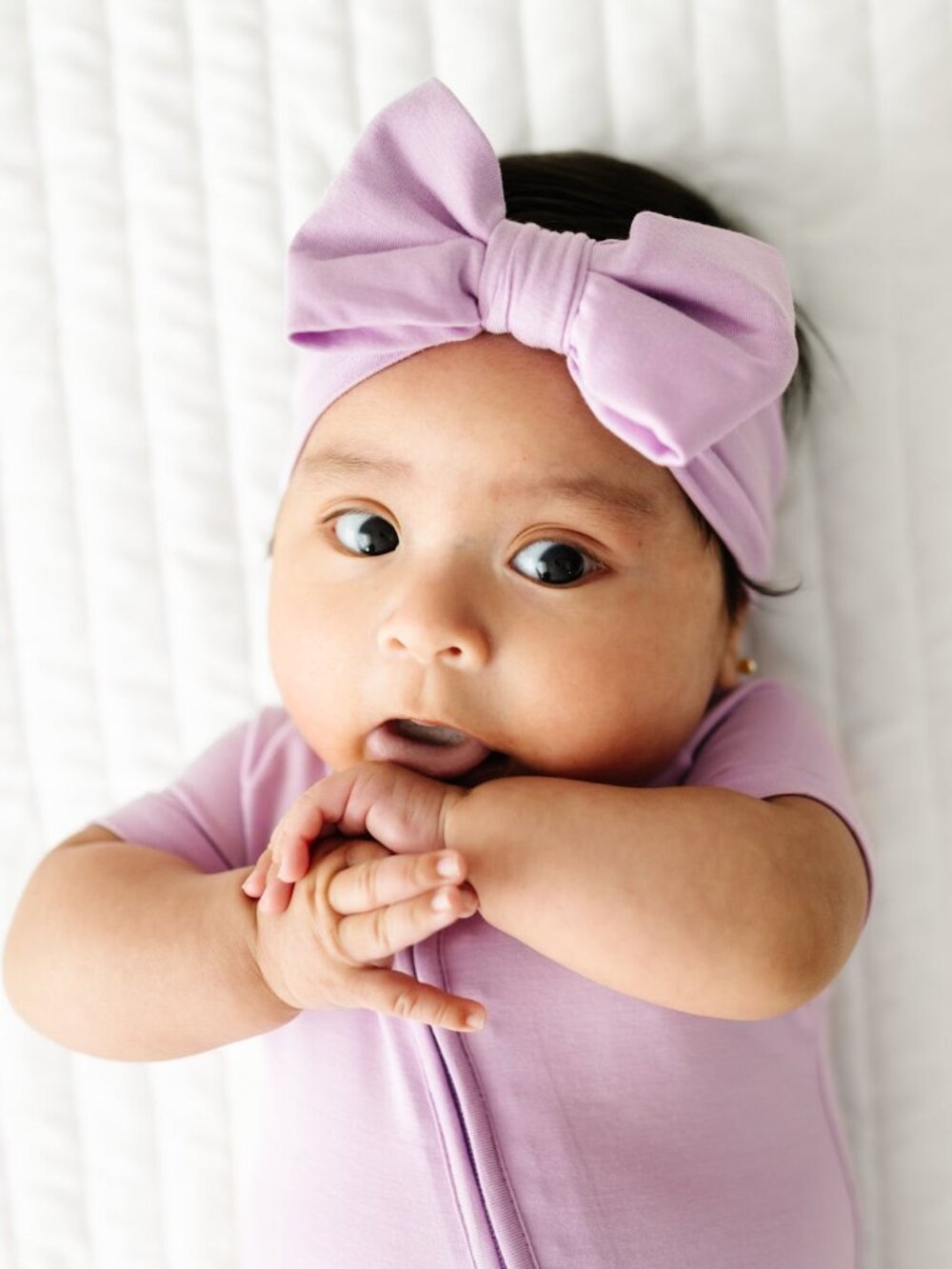 NIB Little Sleepies Light Orchid Luxe Bow Headband Newborn - 3T